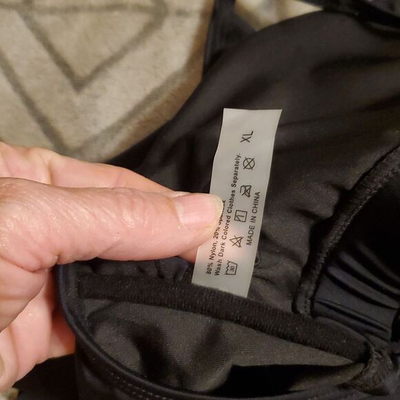 Black Two-Piece Swimsuit, Wireless Flounce Bikini Top Matching Bottom - Picture 5 of 6